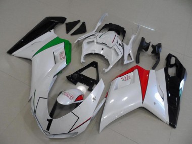 Carene Moto Ducati 848 1098 1198 07-14 - Bianco Perla con Italy Bandiera