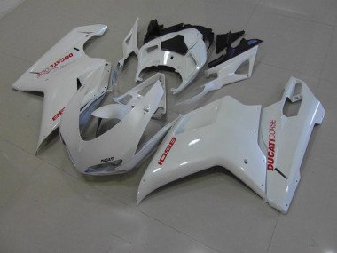 Carene Moto Ducati 848 1098 1198 07-14 - Bianco Perla con Rosso Decalcomanie